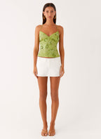 Kamilla Sequin Cami Top - Lime