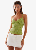 Kamilla Sequin Cami Top - Lime