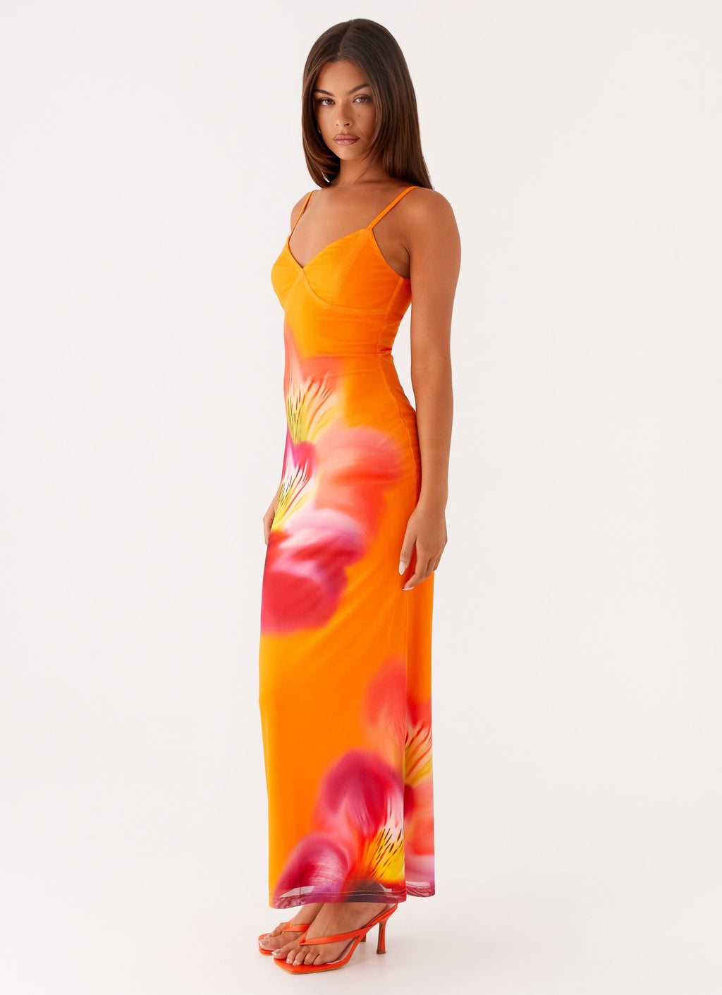 Kasey Midi Dress - Orange Tropical