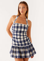 Kaylen Mini Dress - Navy Check Seersucker