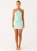 Keanu Cupro Mini Dress - Aqua