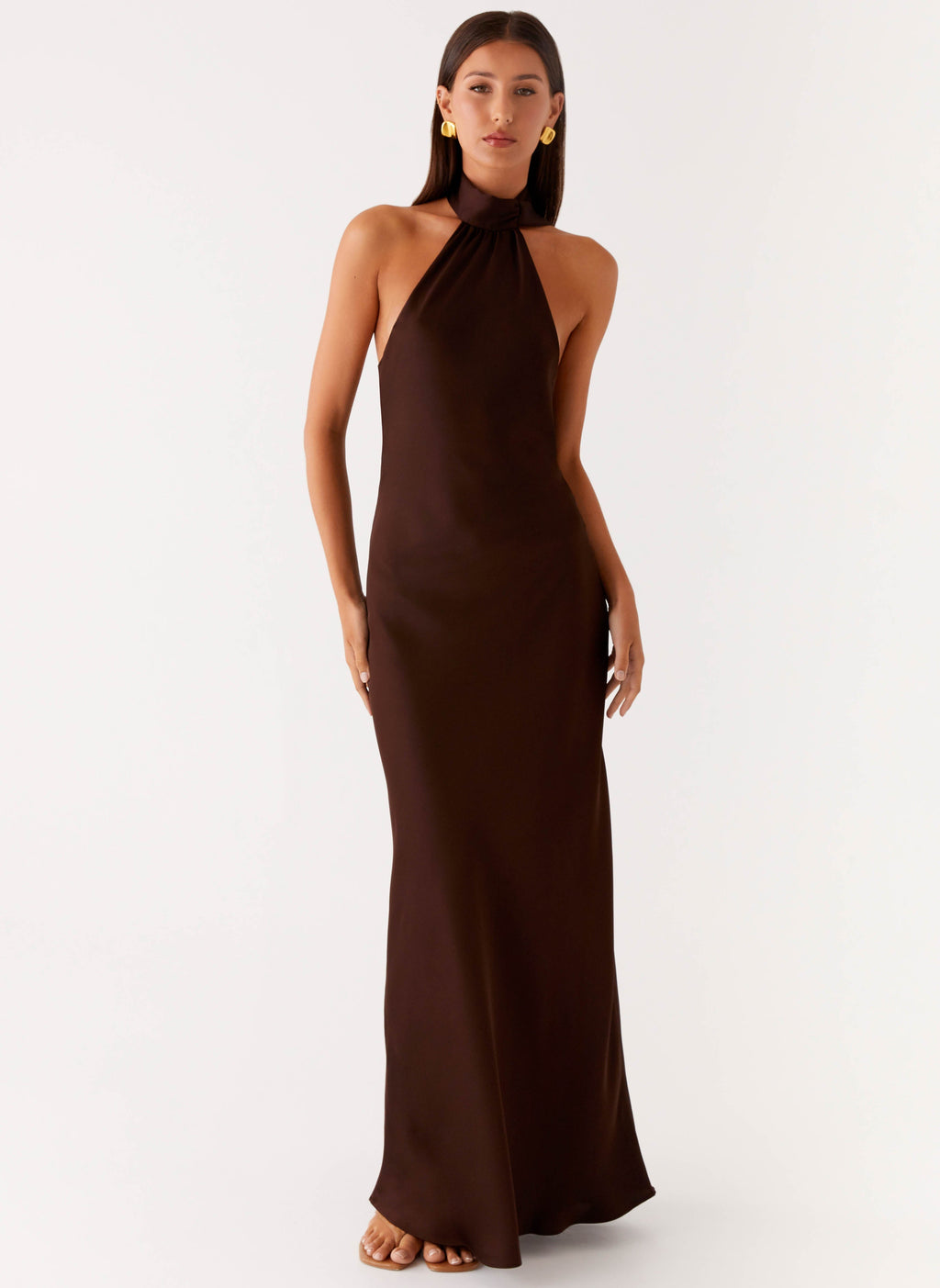 Keena Scarf Maxi Dress - Chocolate