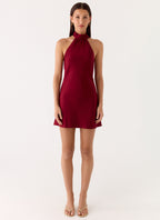 Keena Scarf Mini Dress - Burgundy