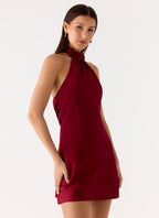Keena Scarf Mini Dress - Burgundy