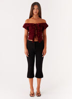 Keeta Frill Top - Burgundy