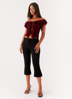 Keeta Frill Top - Burgundy