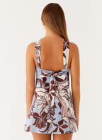 Keira Linen Mini Dress - Bluewood Blossom