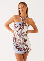 Keira Linen Mini Dress - Bluewood Blossom