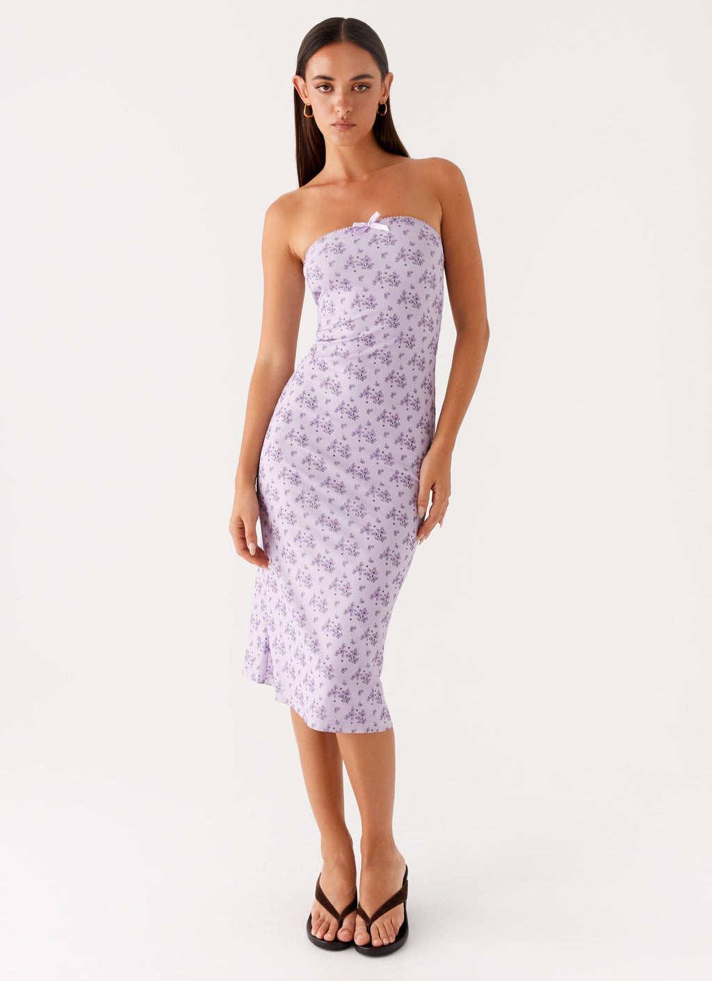 Keila Strapless Midi Dress - Lavender Meadow
