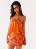 Kenya Beaded Halter Top - Orange