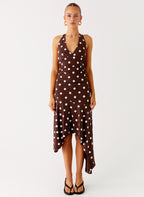 Keylani Halter Midi Dress - Chocolate