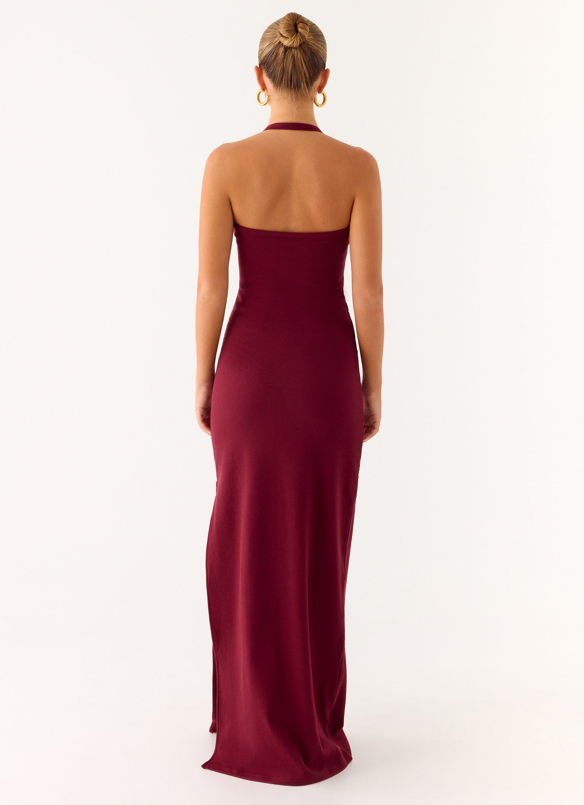 Kill This Love Ribbed Maxi Dress - Dark Cherry