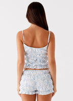 Kimi Ruched Top - Blue Floral