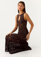 Koka Lace Maxi Dress - Cool Chocolate
