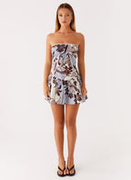 Larnie Linen Mini Dress - Bluewood Blossom