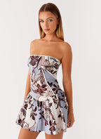 Larnie Linen Mini Dress - Bluewood Blossom