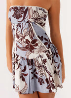 Larnie Linen Mini Dress - Bluewood Blossom