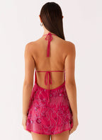 Leo Beaded Mini Dress - Fuchsia