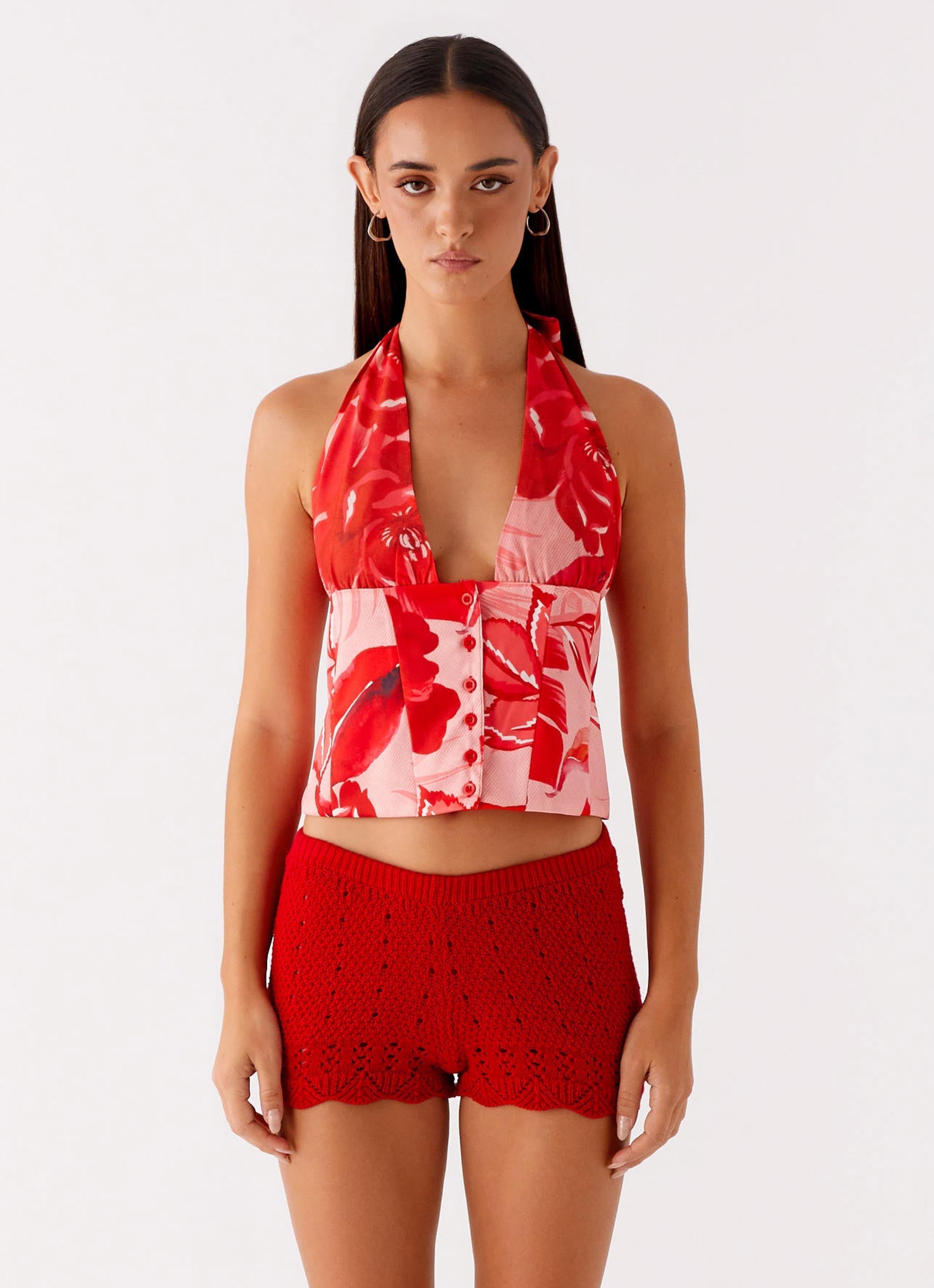 Lets Pretend Halterneck Top - Sicily Sunsets Print