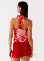 Lets Pretend Halterneck Top - Sicily Sunsets Print