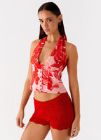 Lets Pretend Halterneck Top - Sicily Sunsets Print