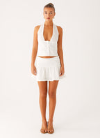 Lets Pretend Halterneck Top - White