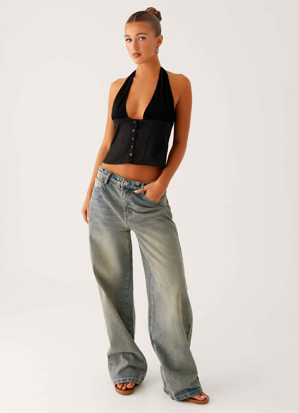 Lets Pretend Halterneck Top - Black