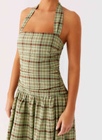 Lilith Maxi Dress - Forest Plaid