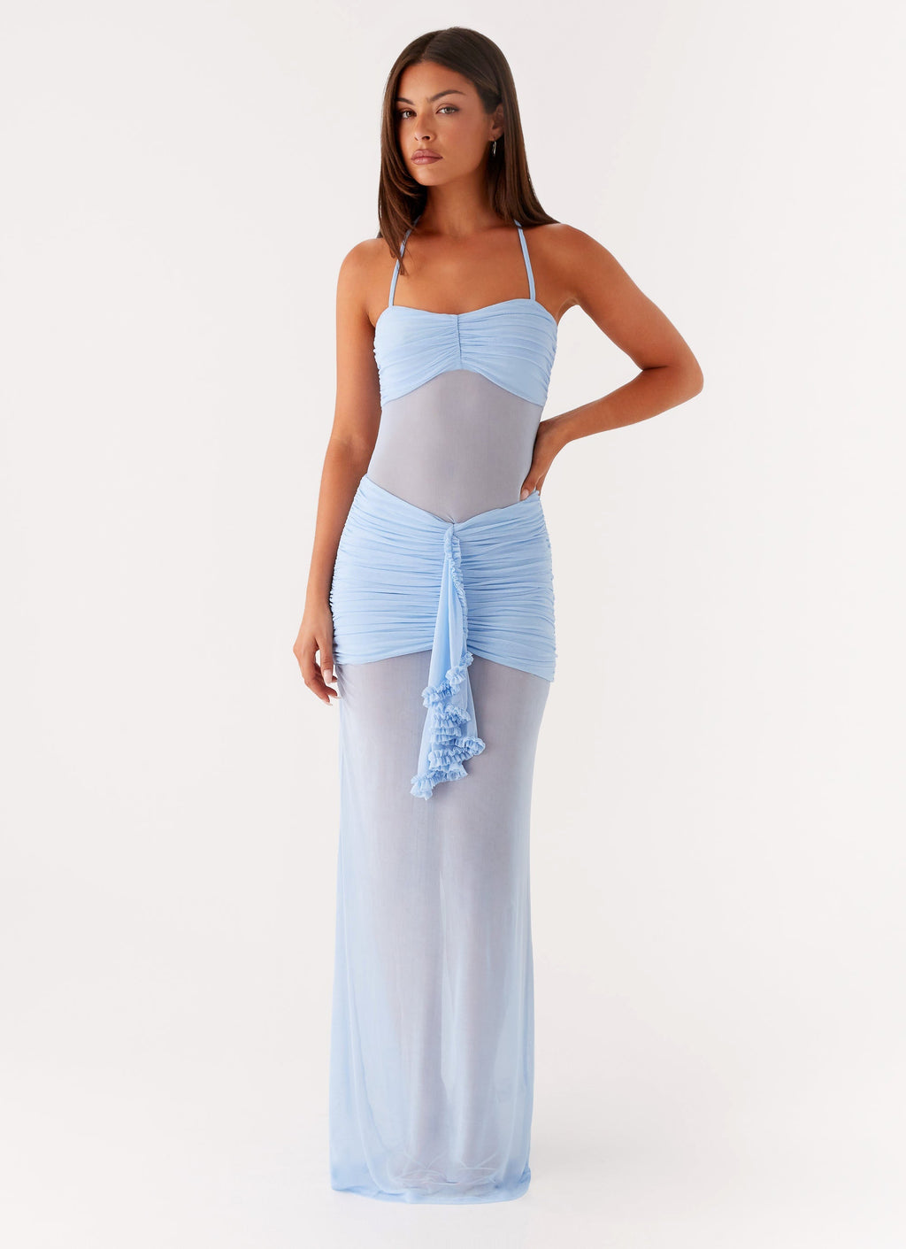 Lily Halter Maxi Dress - Blue