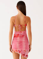 Lissa Halterneck Mini Dress - Tropical Pink Print