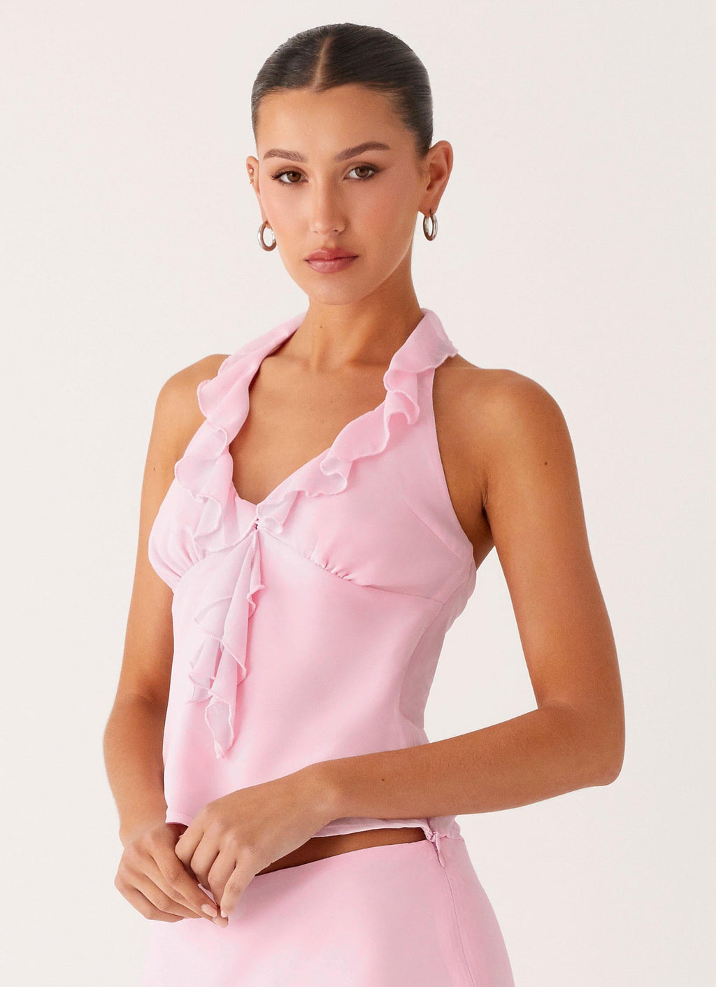 Log In Halter Top - Baby Pink