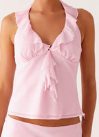 Log In Halter Top - Baby Pink