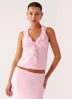 Log In Halter Top - Baby Pink