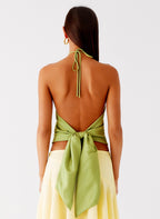 Loreta Beaded Tie Back Top - Jungle Floral