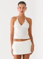 Lori beaded Halter Top - Ivory