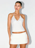 Lori beaded Halter Top - Ivory