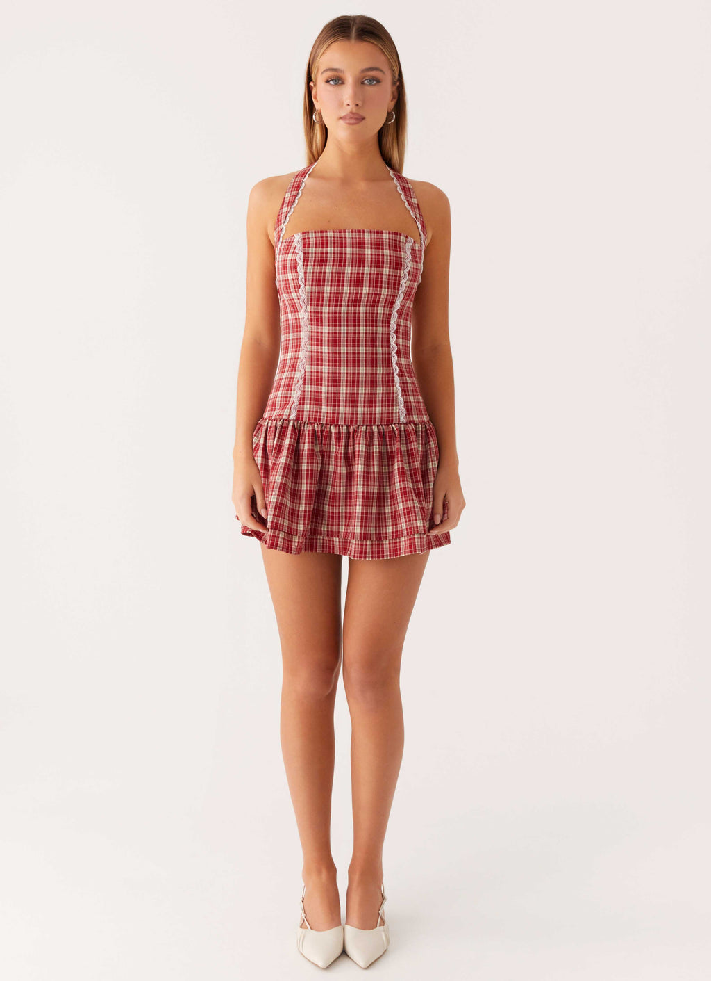 Lotus Dream Mini Dress - Ruby Check