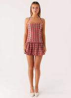 Lotus Dream Mini Dress - Ruby Check