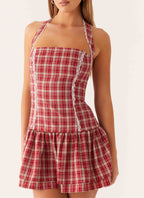 Lotus Dream Mini Dress - Ruby Check