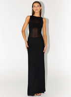 lyria Mesh Maxi Dress - Black