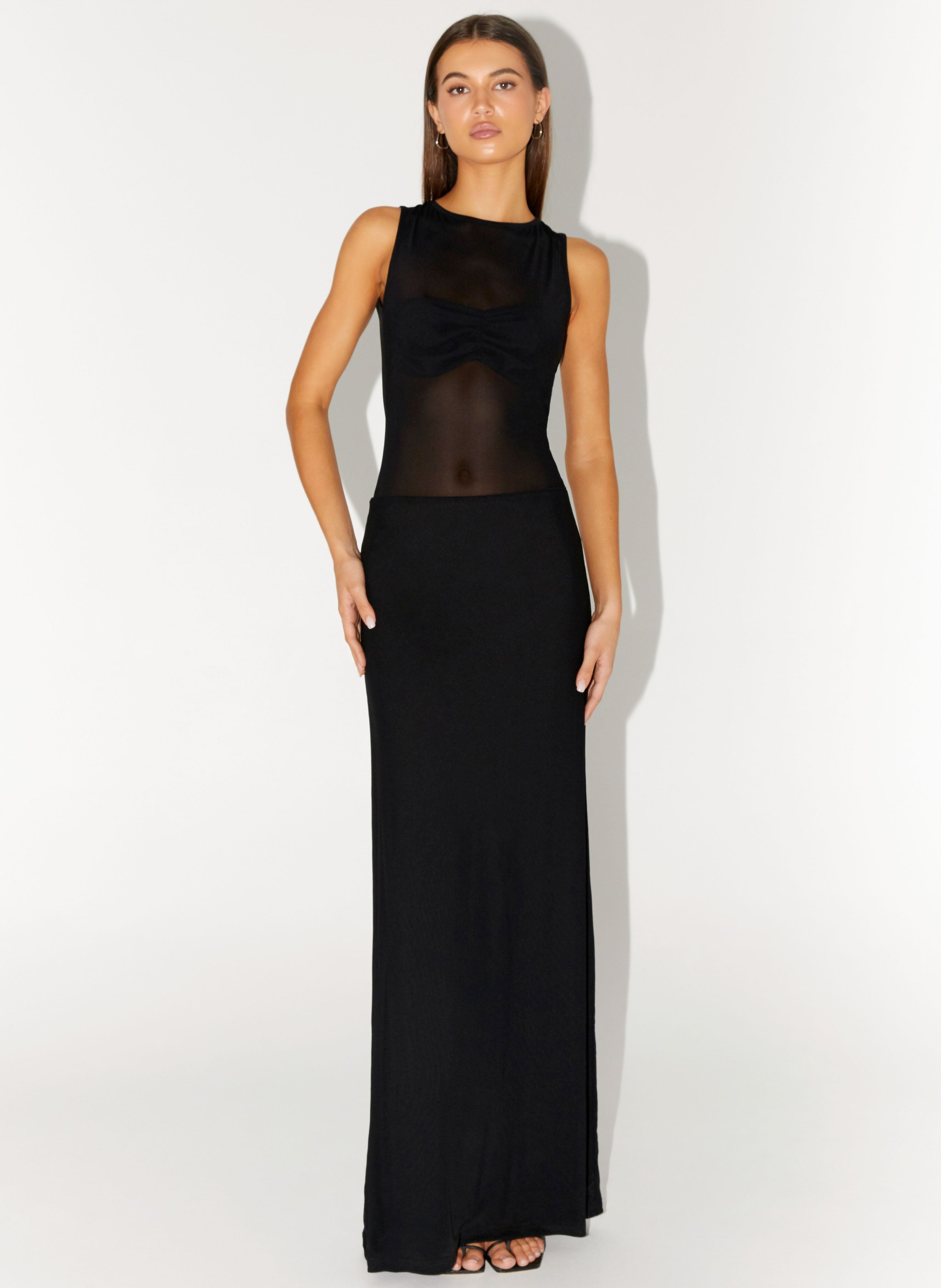 lyria Mesh Maxi Dress - Black