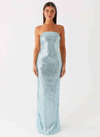 Lyric Sequin Maxi Dress - Turquoise