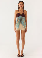 Lyrica Halter Top - Aqua Blur