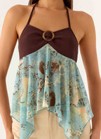 Lyrica Halter Top - Aqua Blur