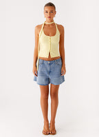 Madden Knit Scarf Top - Yellow