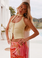 Madden Knit Scarf Top - Yellow