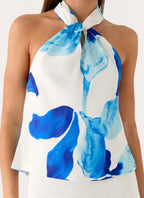 Maddox Scarf Top - Cerulean Bloom