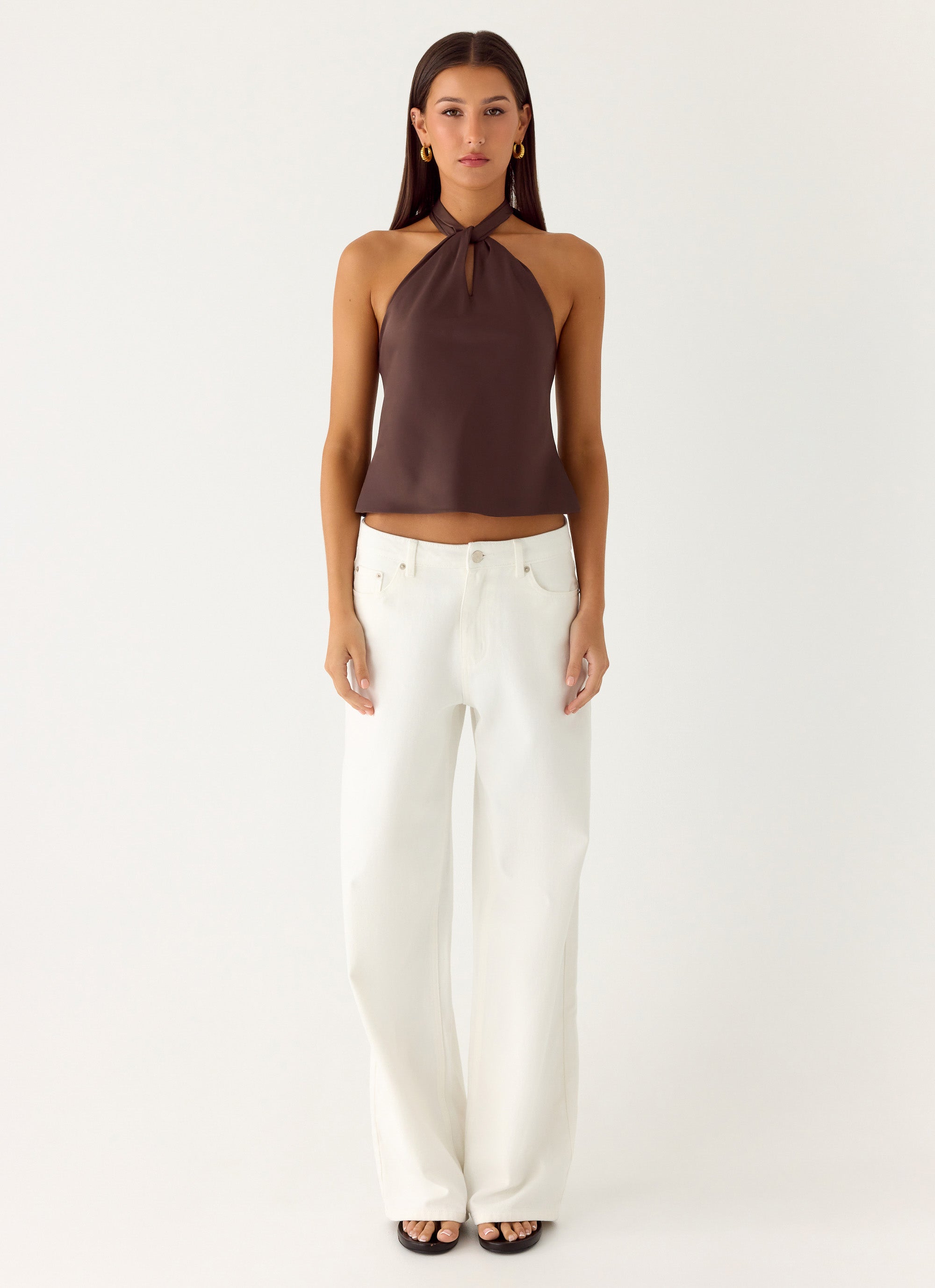 Maddox Scarf Top - Chocolate