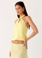 Maddox Scarf Top - Lemon