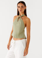 Maddox Scarf Top - Sage
